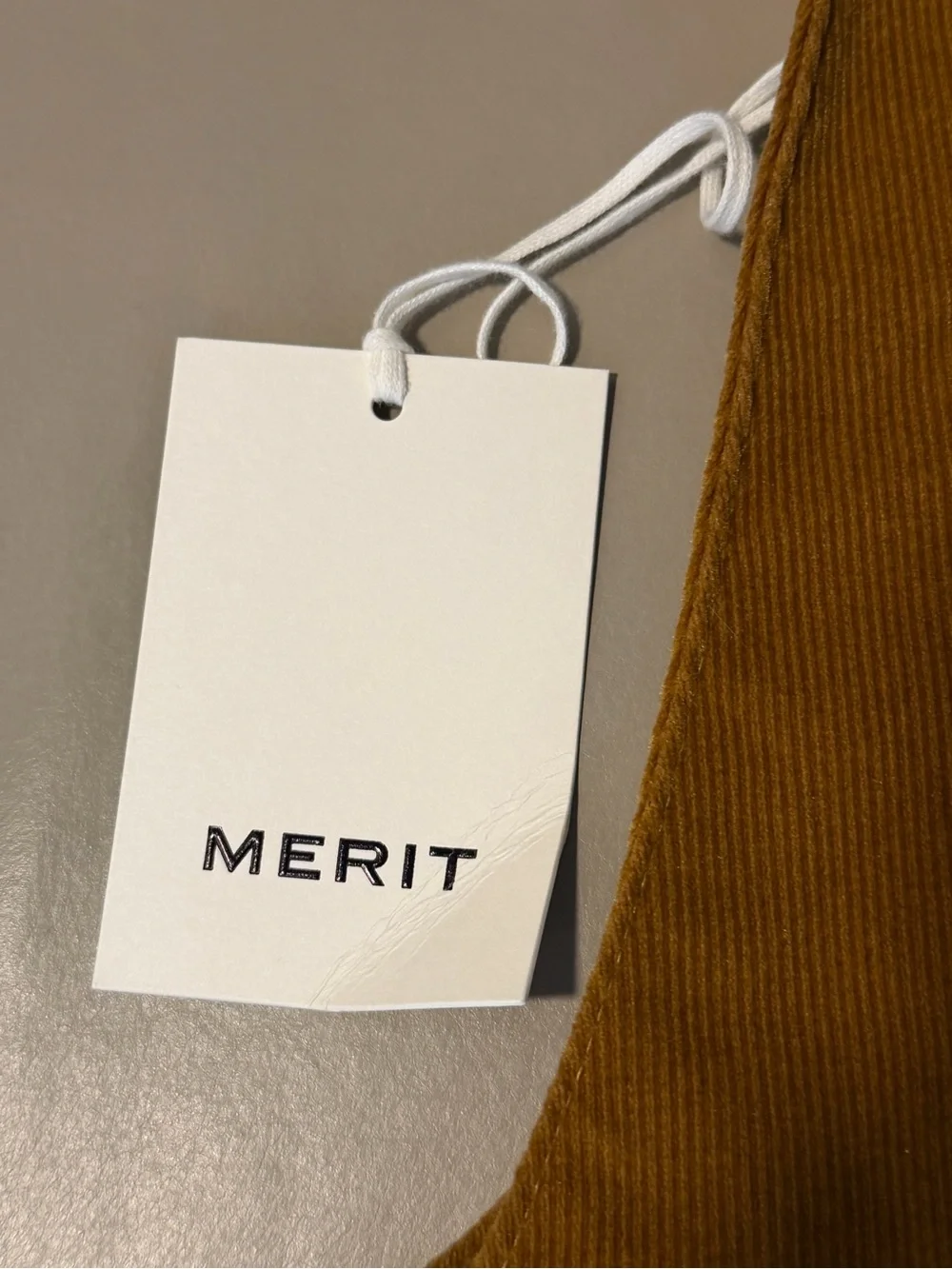 NWT! MERIT Beauty Brown Corduroy Tie-Top Signature Makeup Bag Pouch.